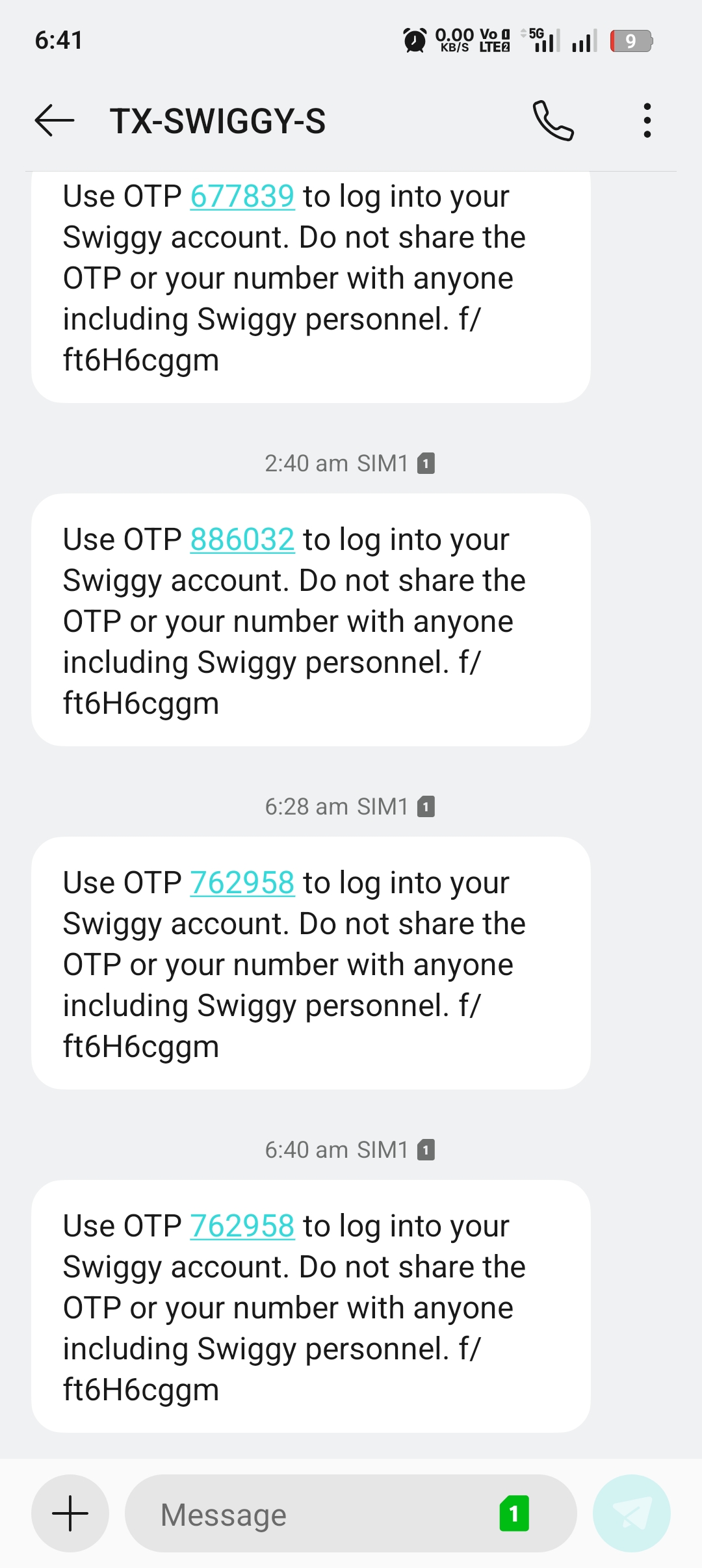 I think some scammer sended me this Swiggy OTP almost 40/50 OTP sended me. but I don't know why ...?