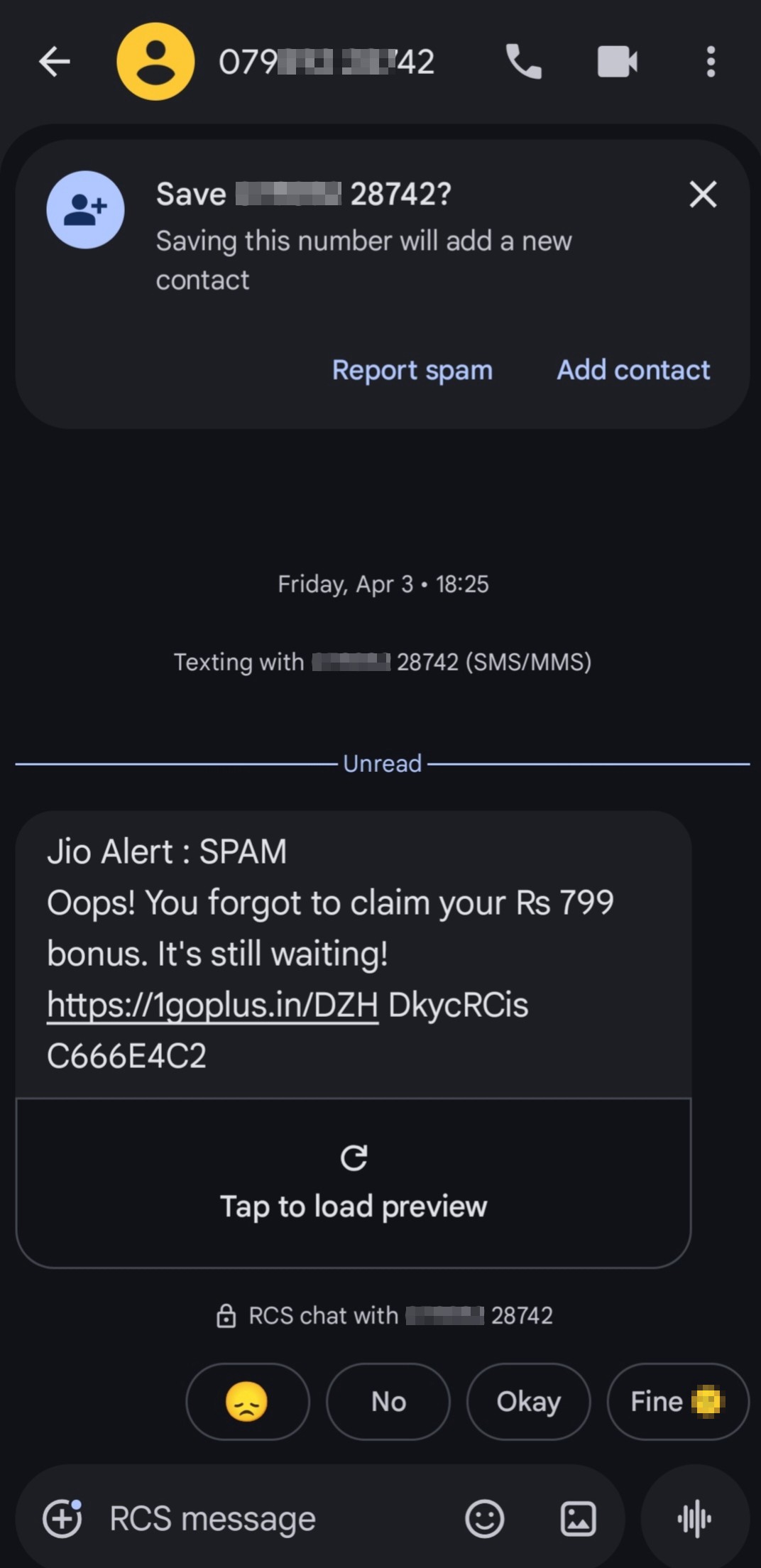 Scam SMS