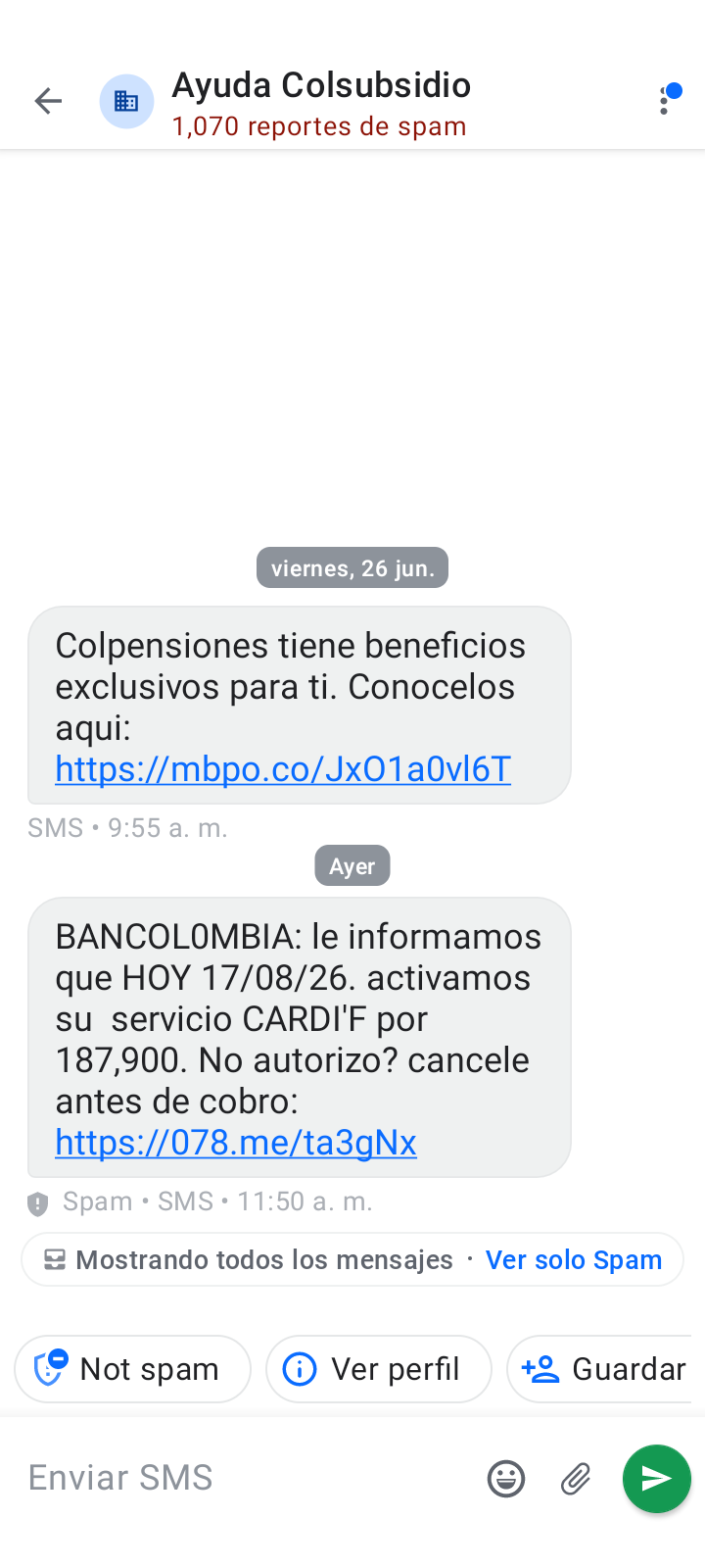 possible scam in a subscription message from CARDIF