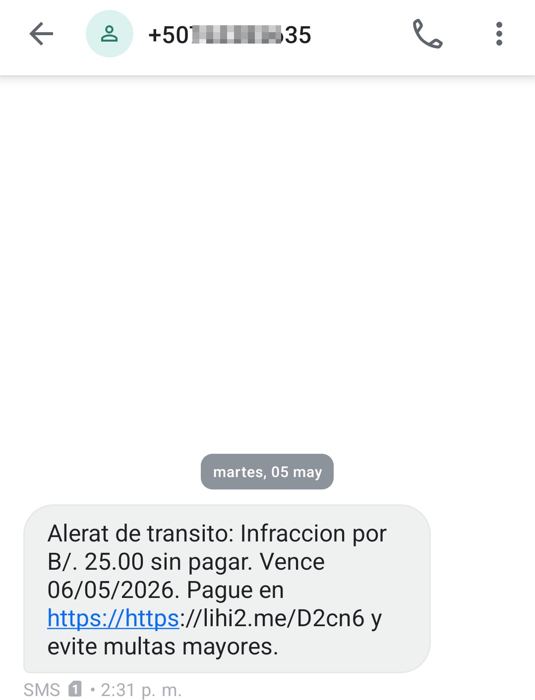Scam with supposed fine