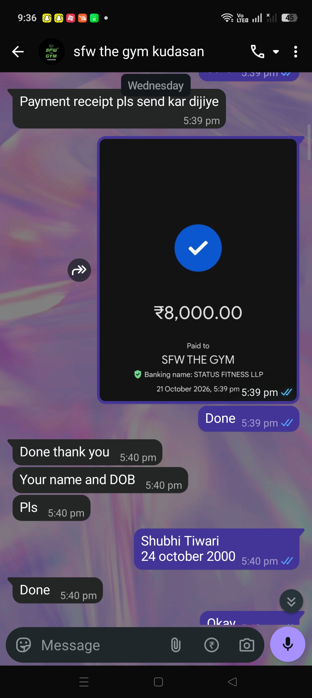 Gym membership scam at SFW THE GYM, KUDASAN, GANDHINAGAR - image 2