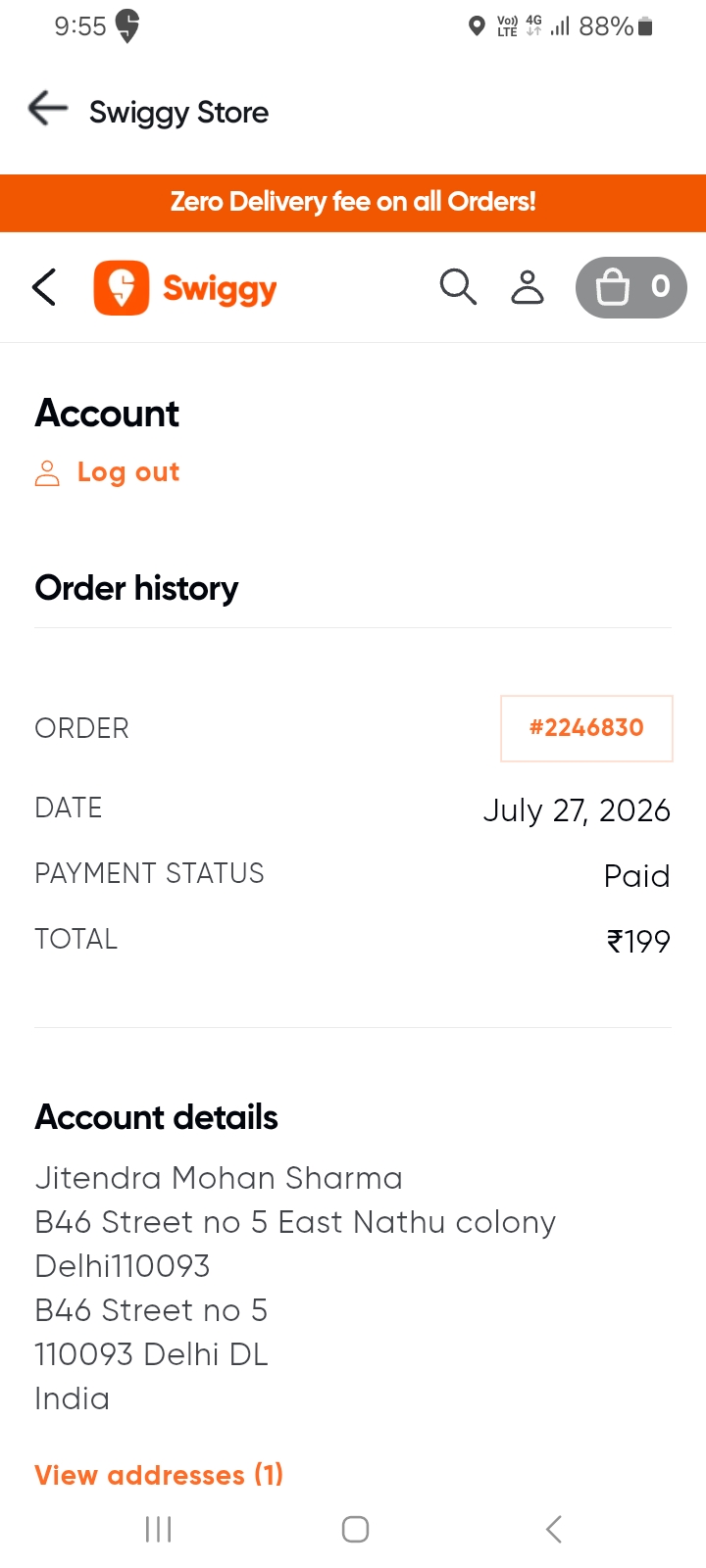 Swiggy Store Product Show but Not delivered 