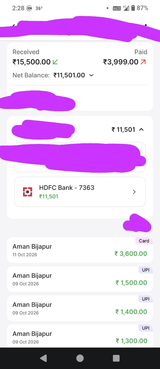 Money has been credited to my HDFC Bank account