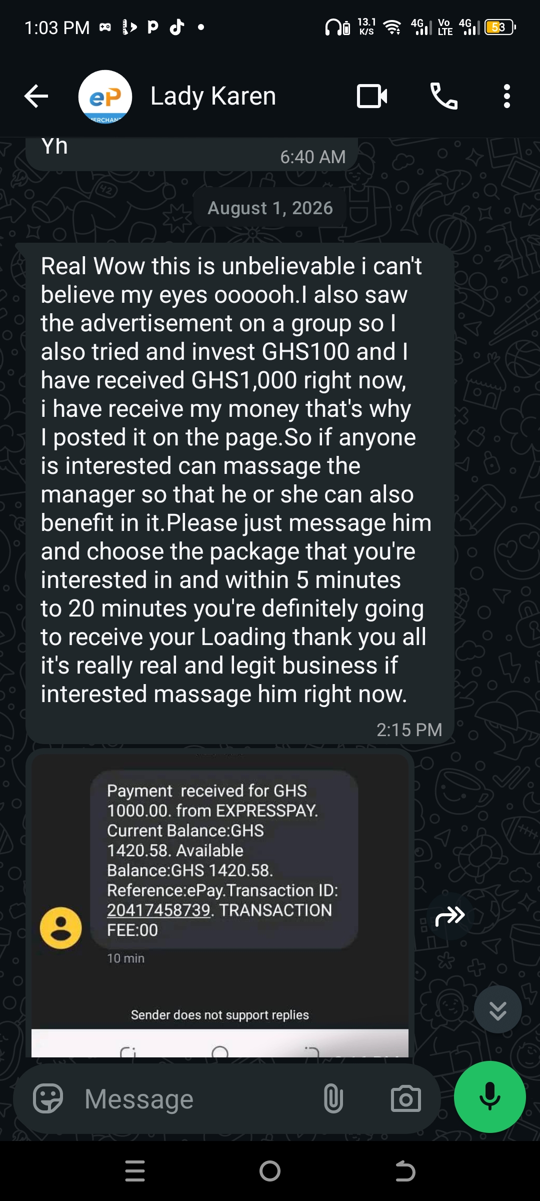 WhatsApp Investment Scam