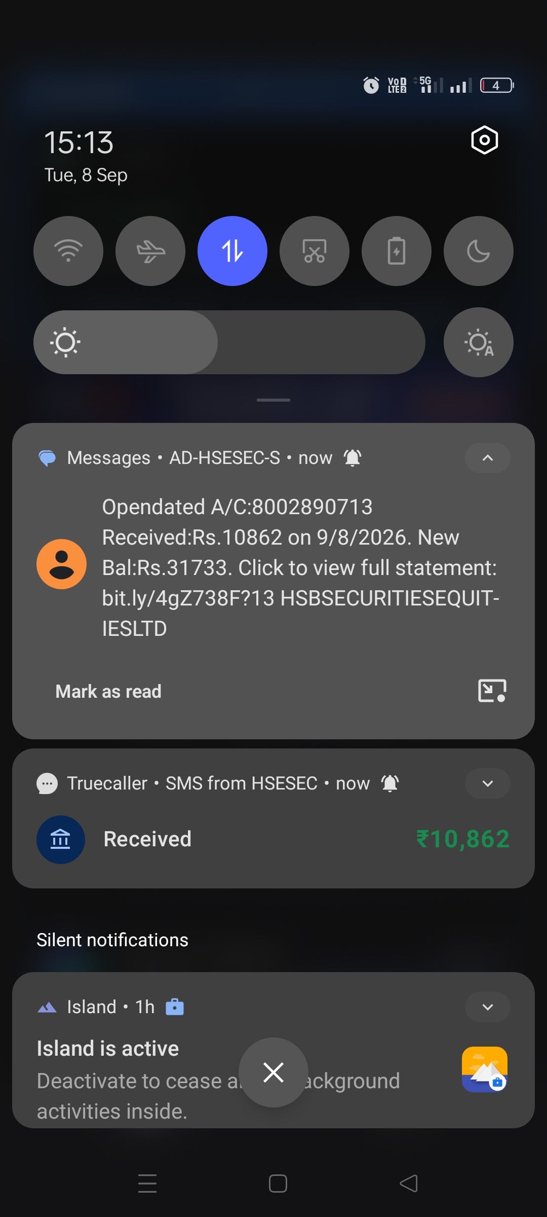 Suspicious SMS Claiming Money Received – Possible Scam
