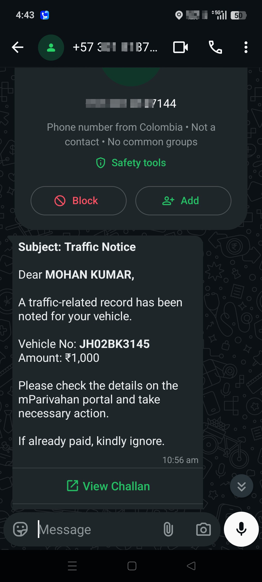 mparivahan scam