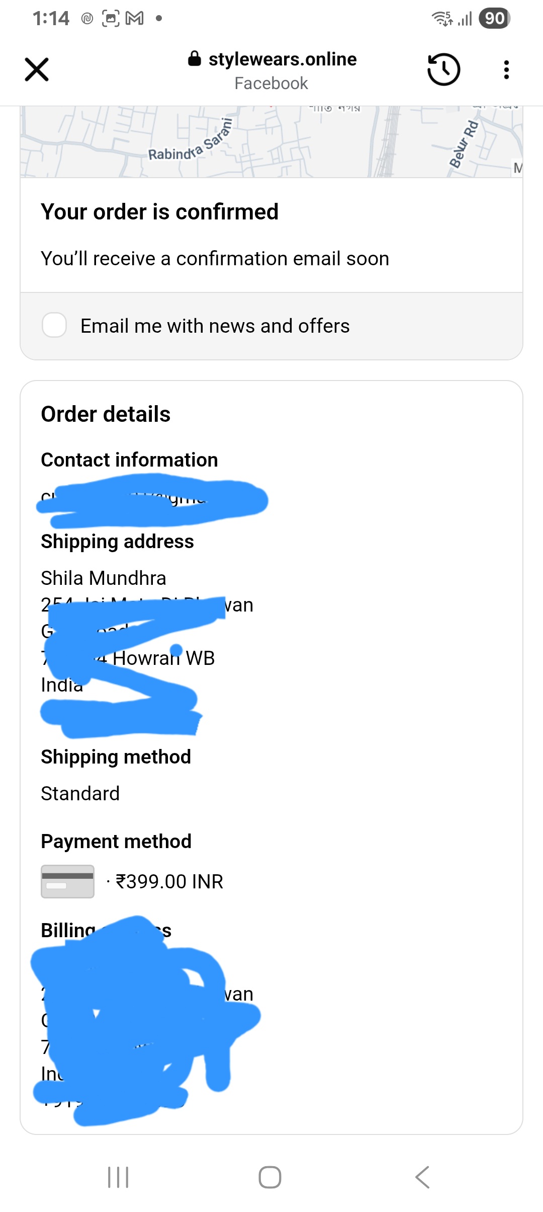 scam from Facebook  site advertisement 