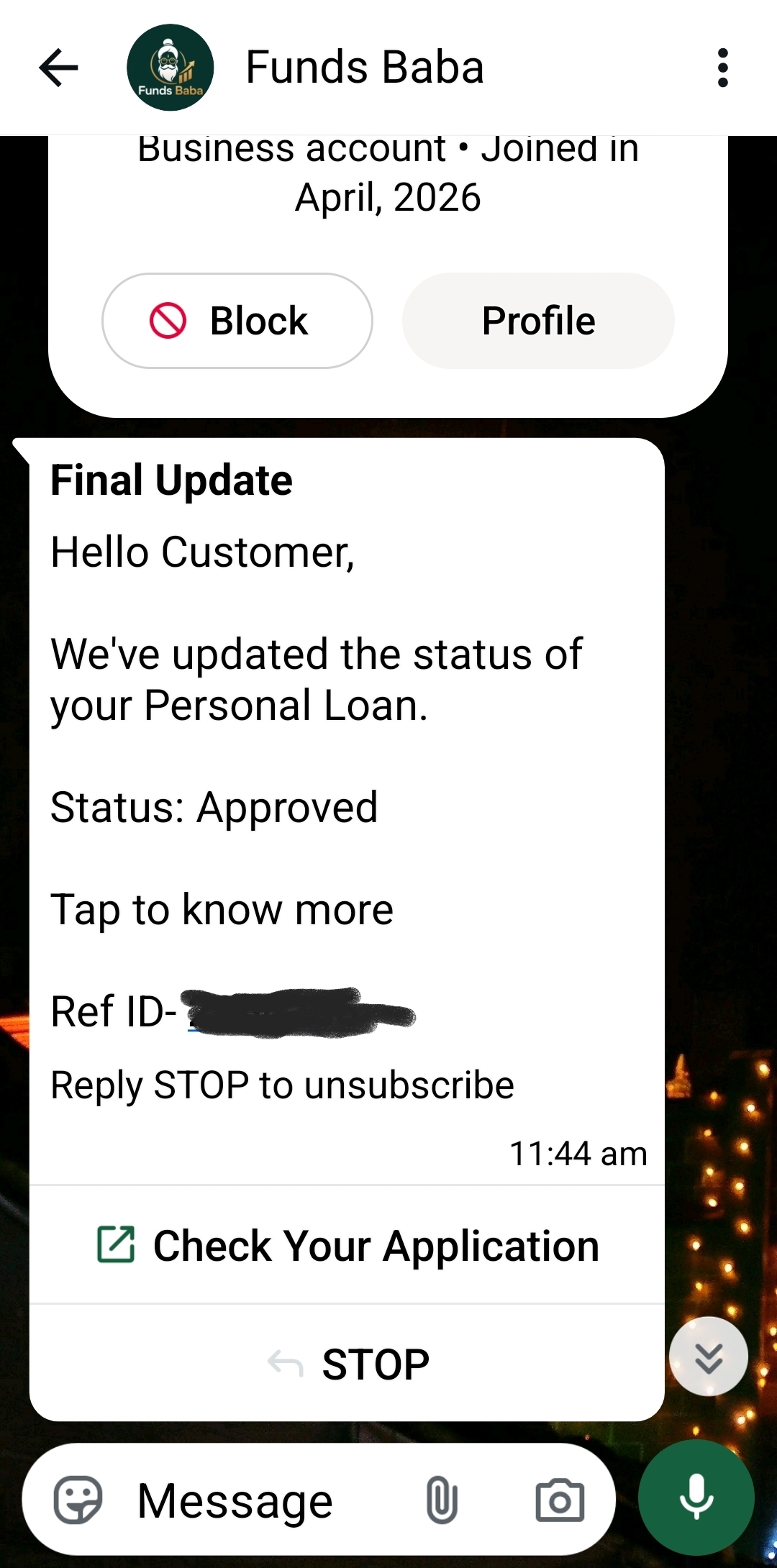 Repeated calls and messages about loan approval you didn't apply for