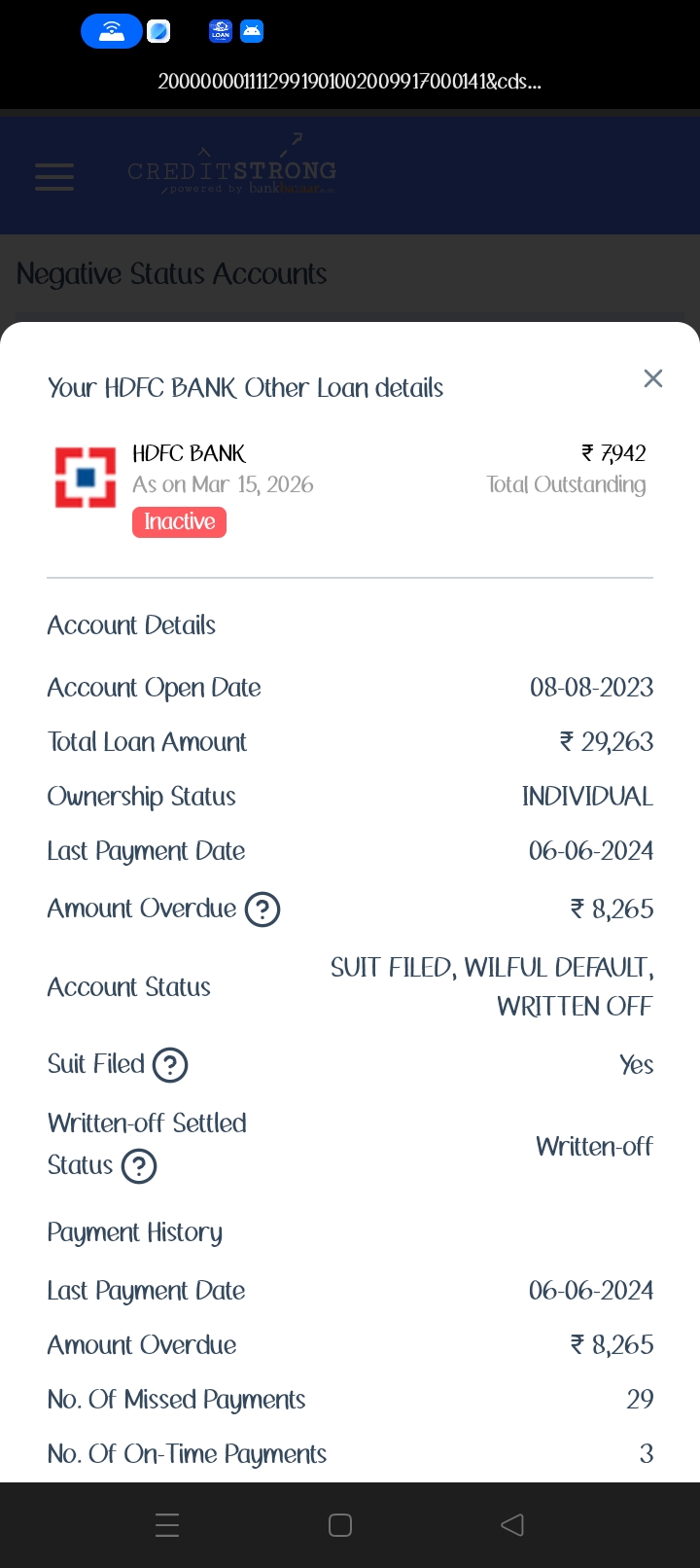 hdfc bank consumer lon frrod