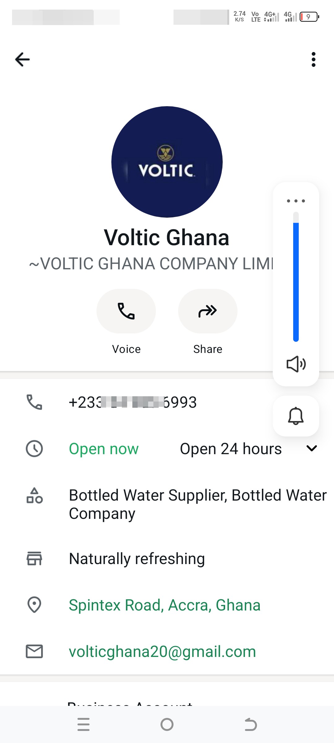 Fake bottled water delivery scam on WhatsApp using Voltics info
