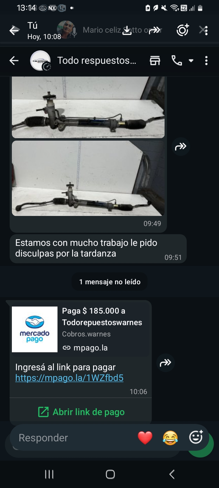 scam at Todo Repuestos Warner 1486 - image 3