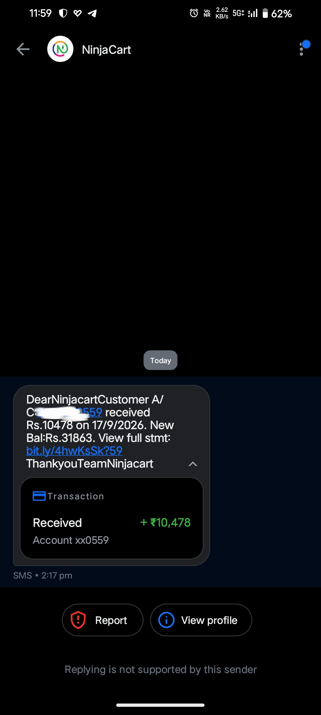 don't know wht is this just now i got msg like 10000 credit