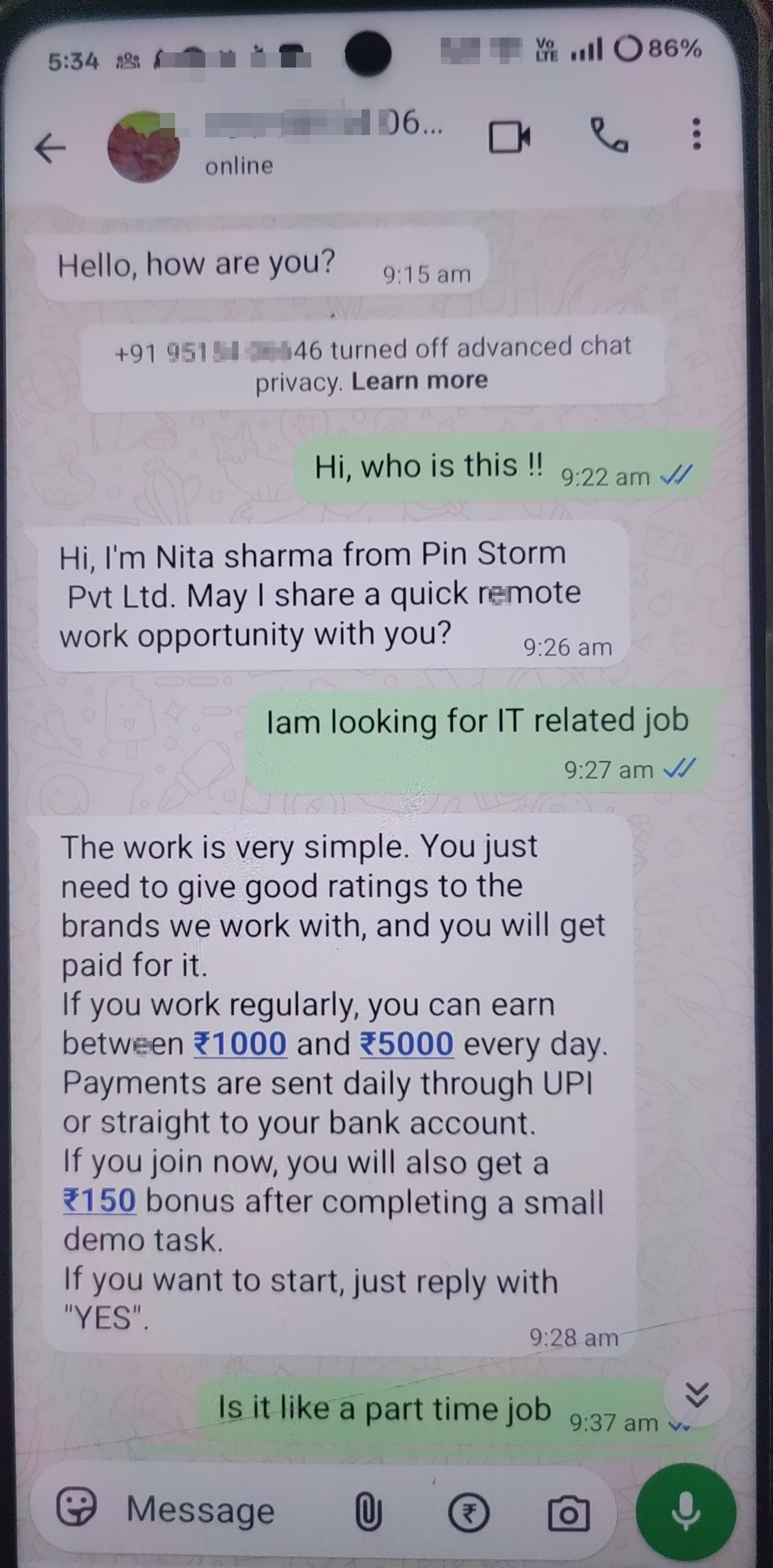 Online review scam