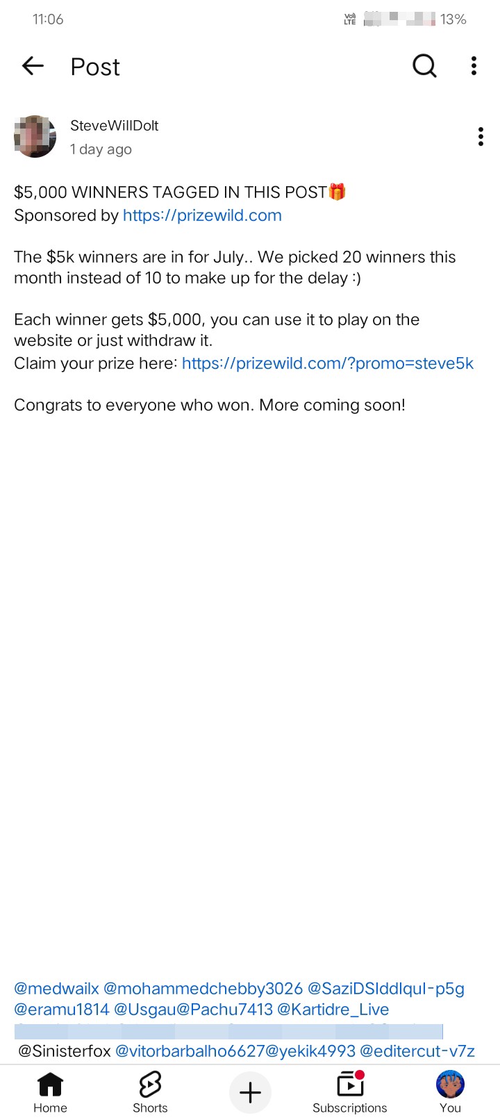 This is a new scam on YouTube. 