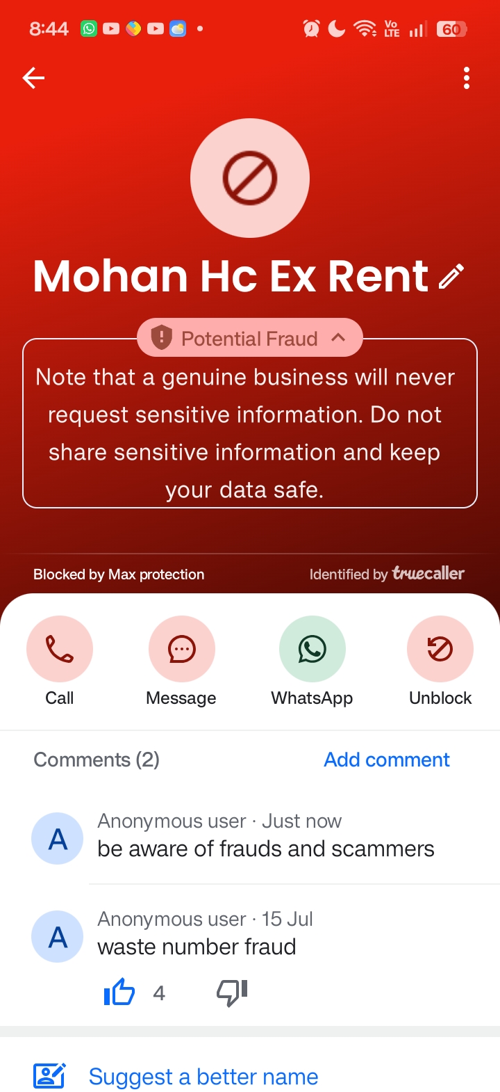 potential fraud