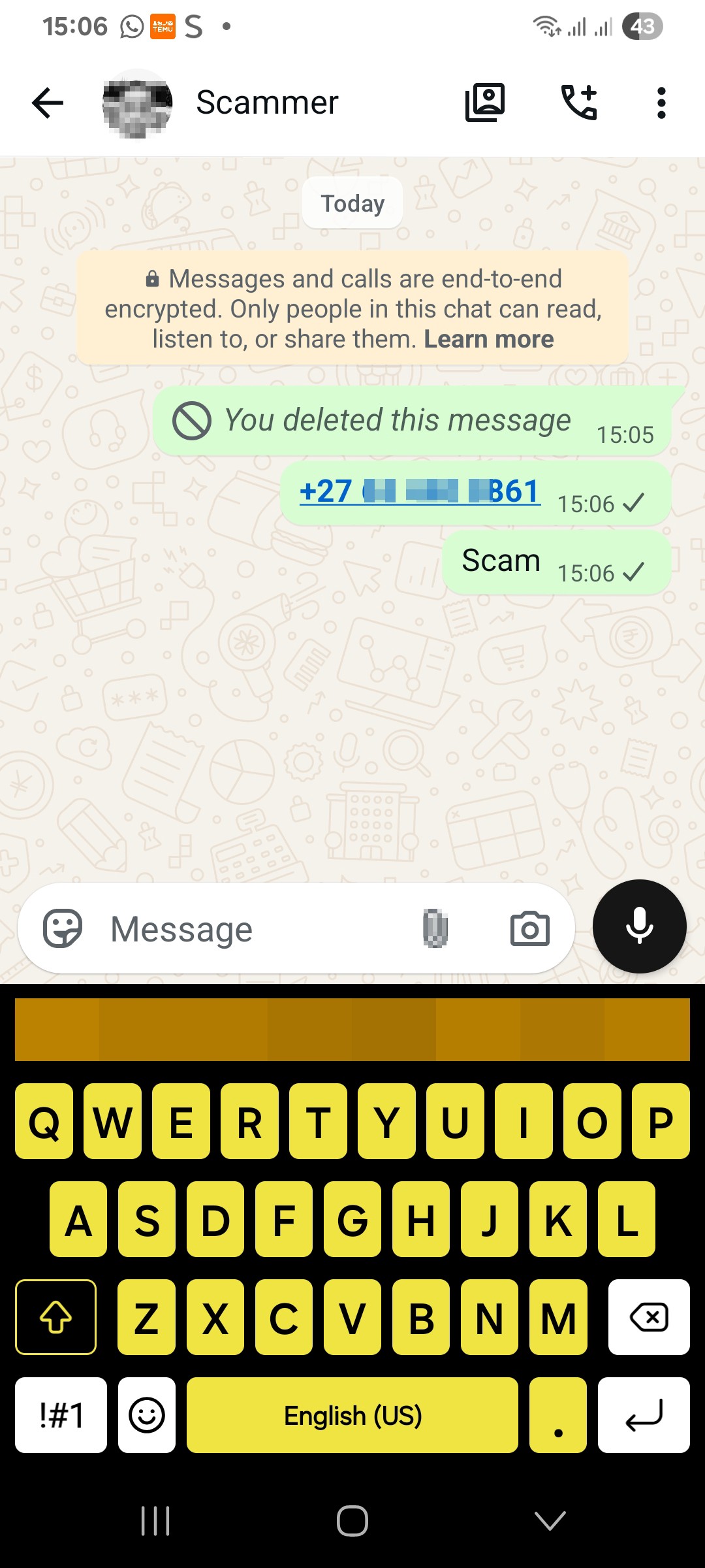 Called my husband now asking for money