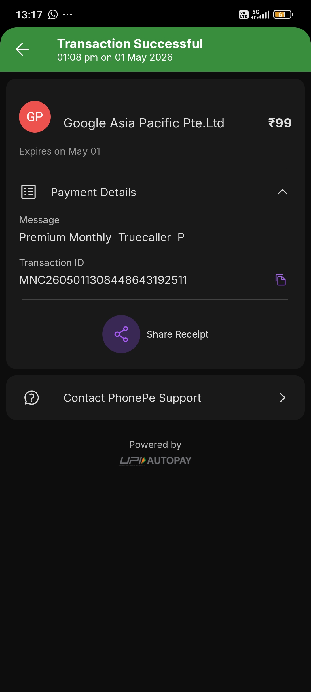 i have paid but no subscription 