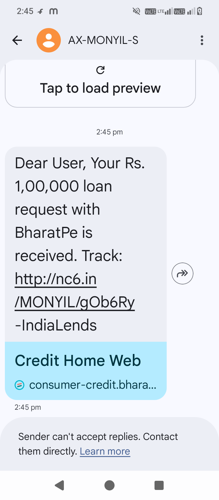 I receive messages like this.