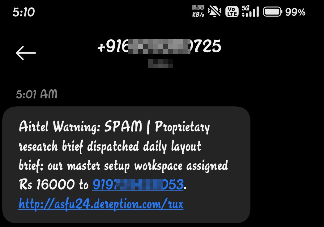 A Fake Property Investment Message Delivered By Sms From Unknown Number