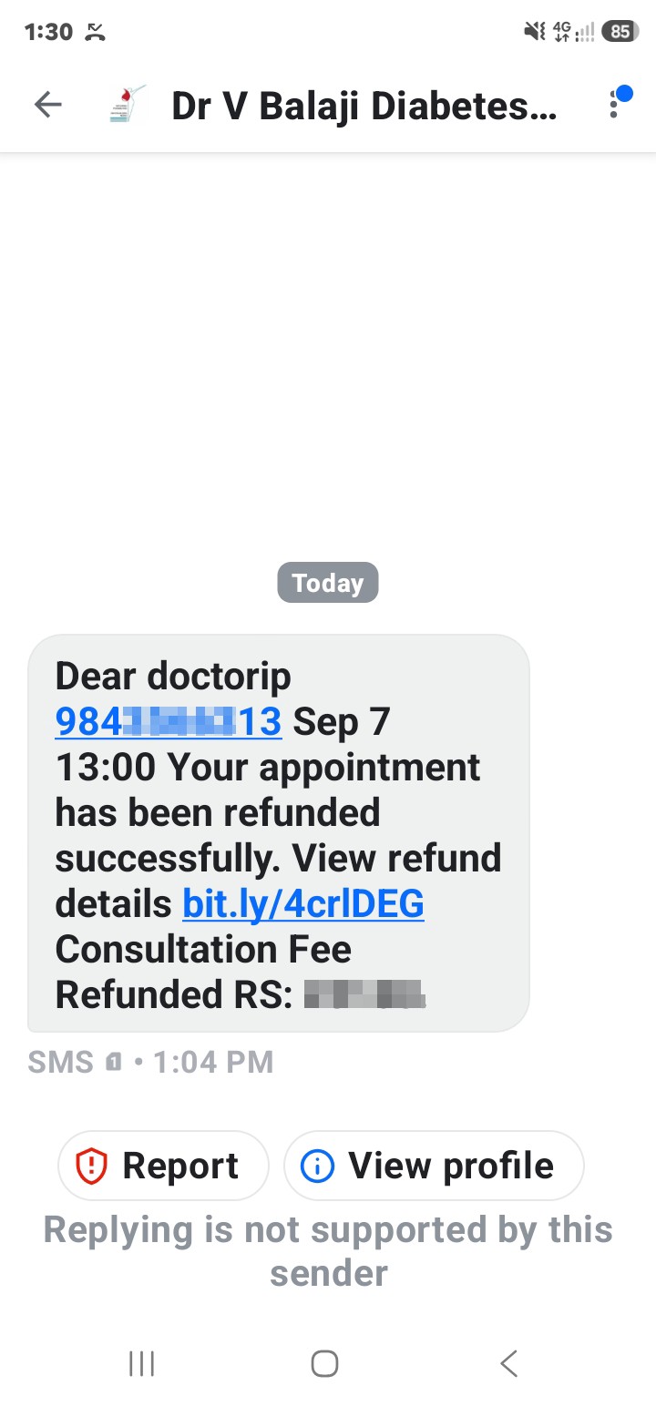 Fraud hospital refund link beware.