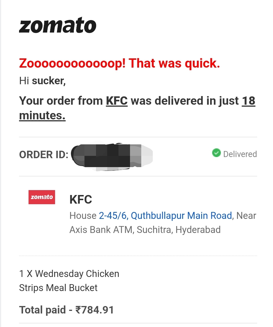 kfc zomato scam