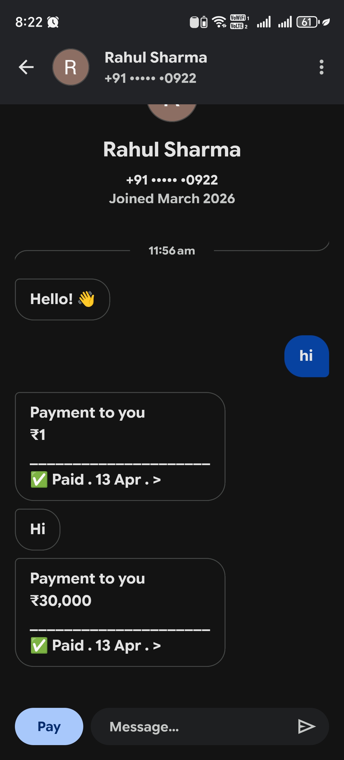 he will send 30000₹ instead of 3000₹