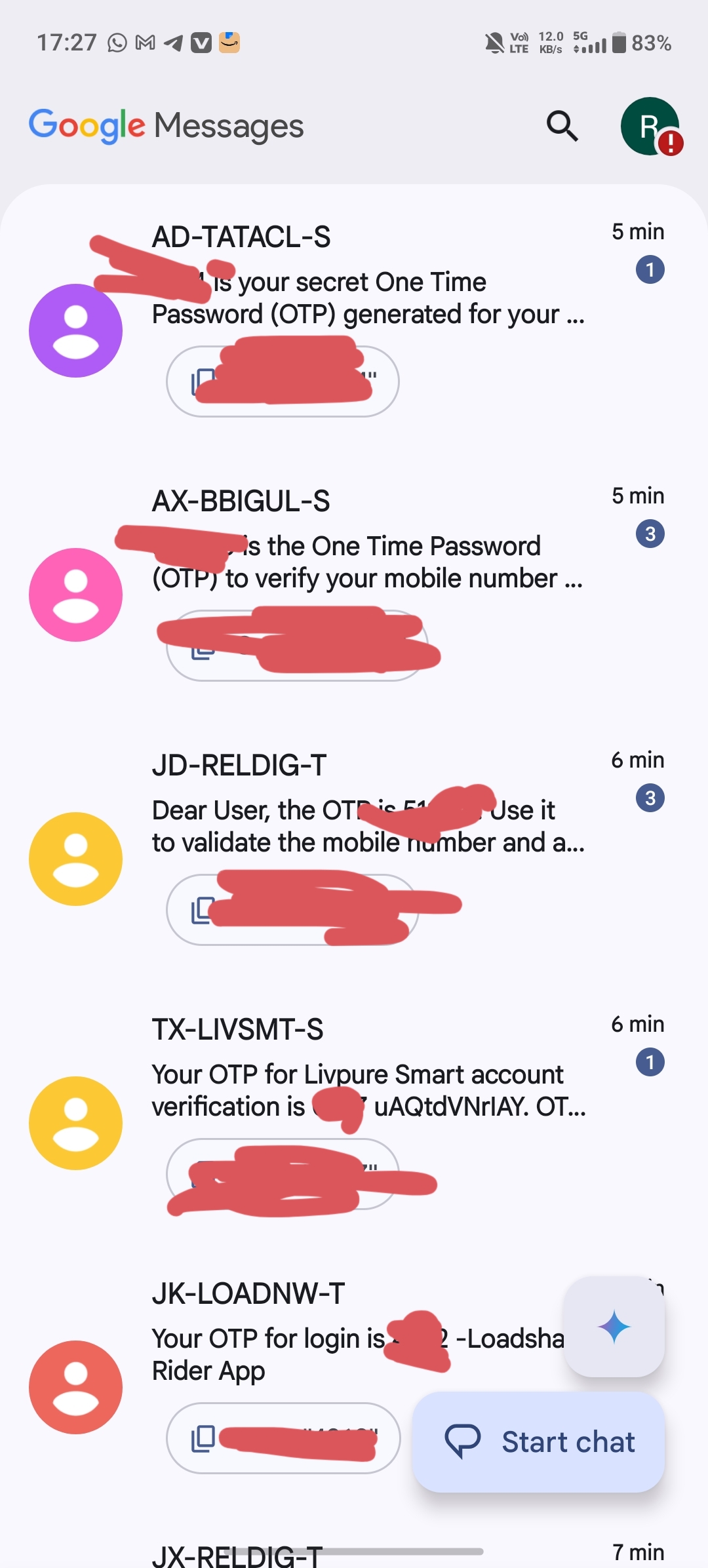 OTP SMS is coming, continue