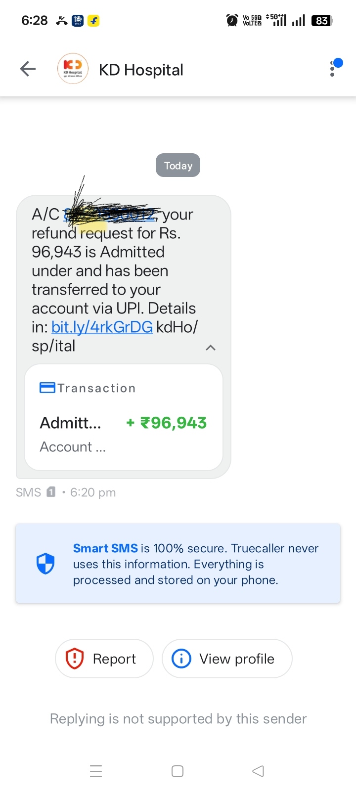 Fake refund messages in name of KD Hospital and DEENTA -bit. ly scam - image 2