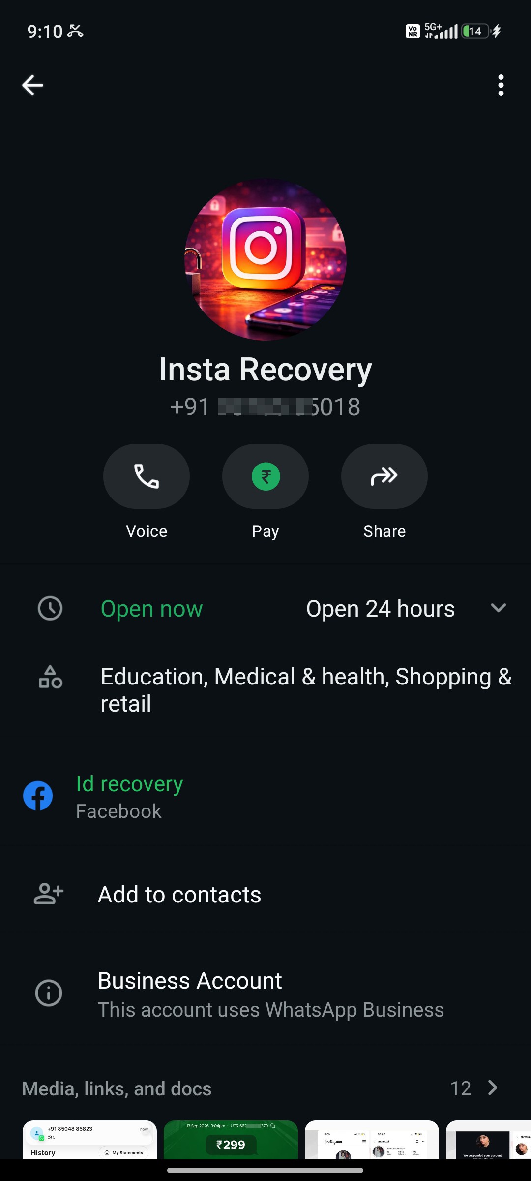 payment for fake id recover on WhatsApp