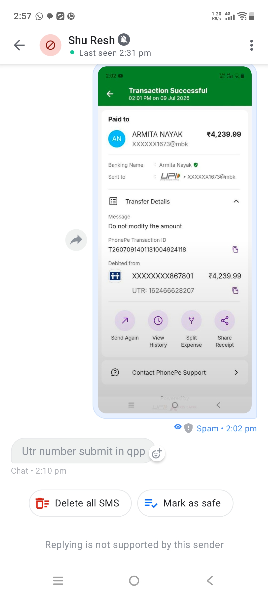 asking money if not given making nude video 
