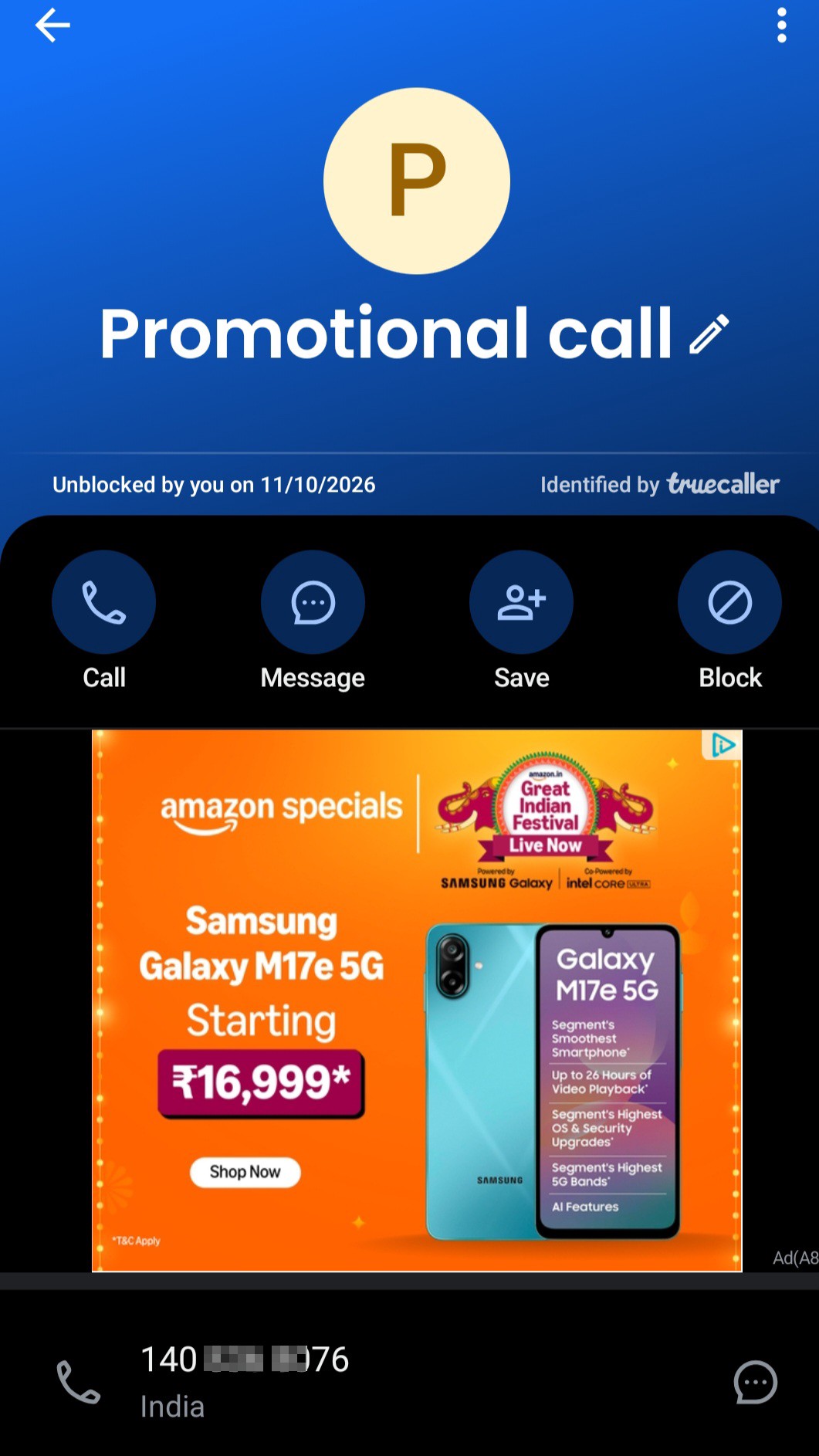    promotional call