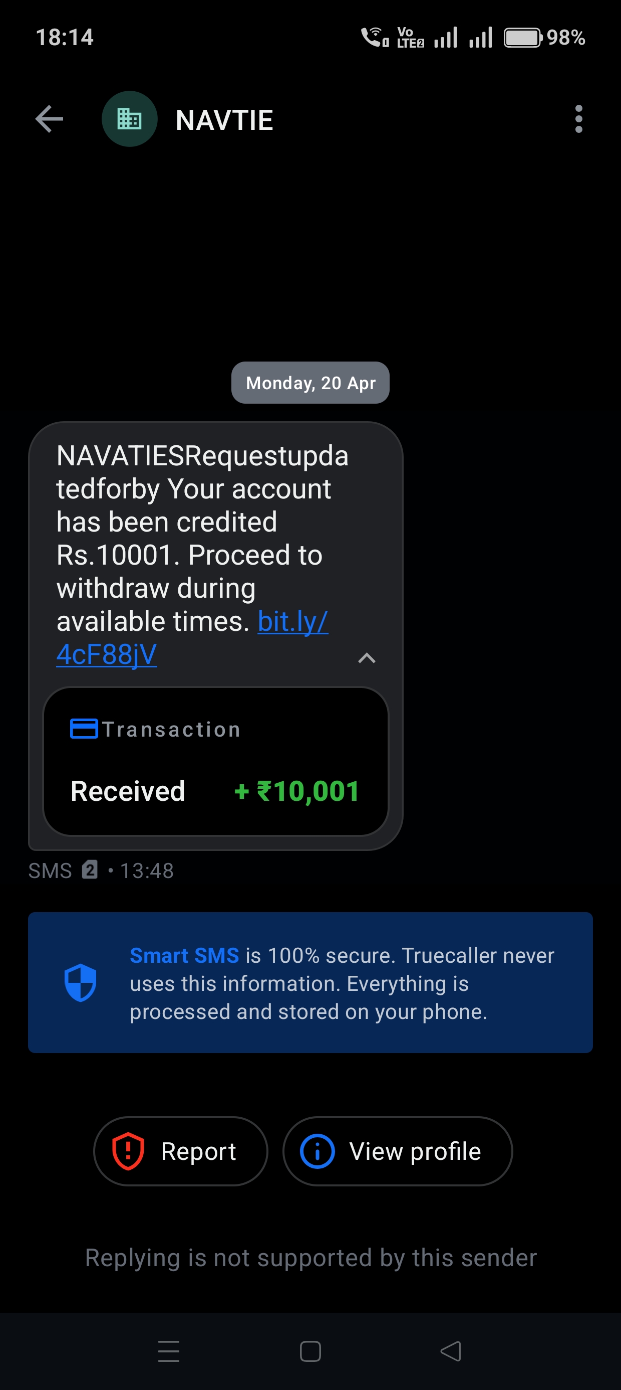received ₹10,001 - click bait