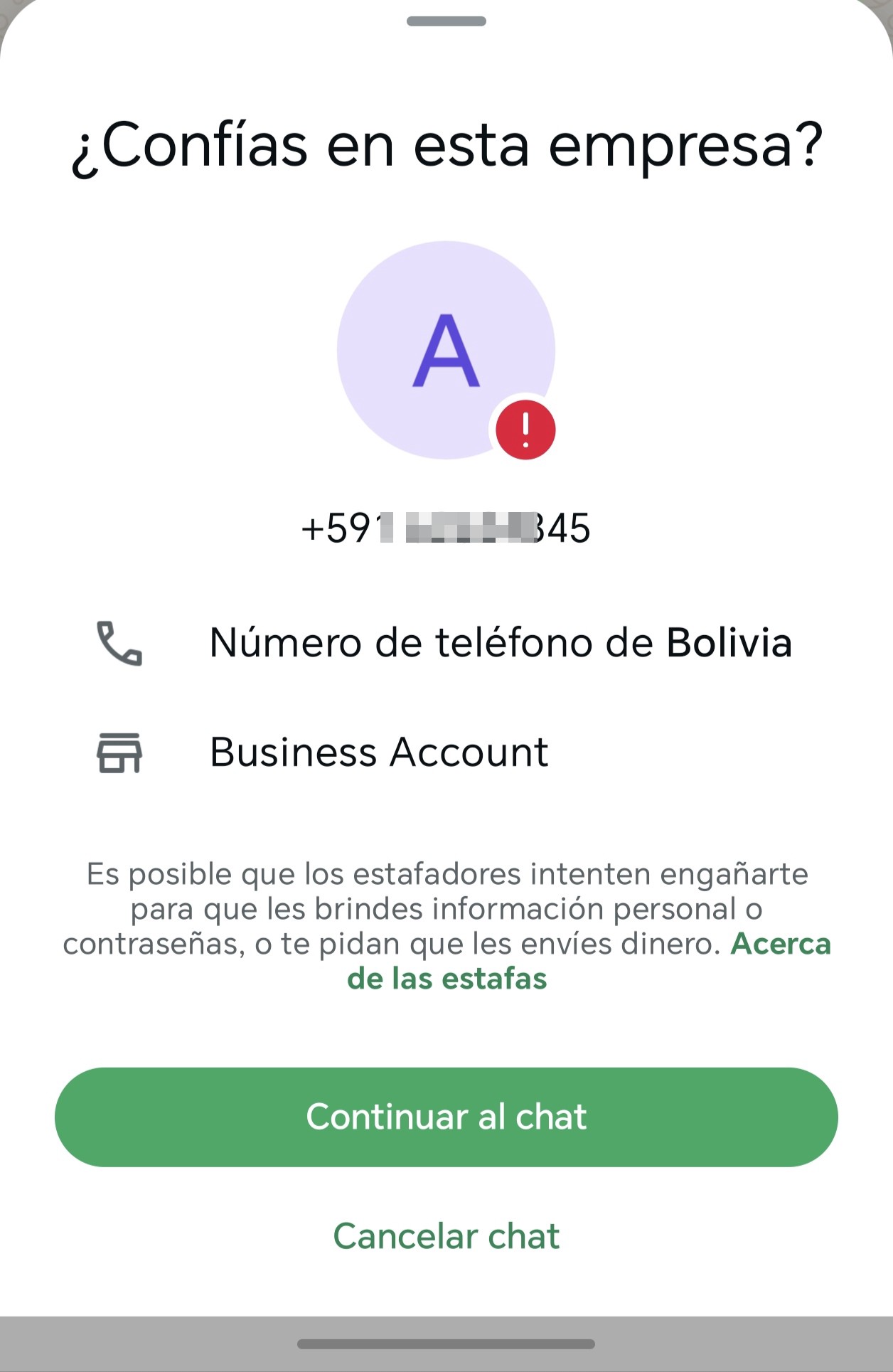 Scammers on WhatsApp