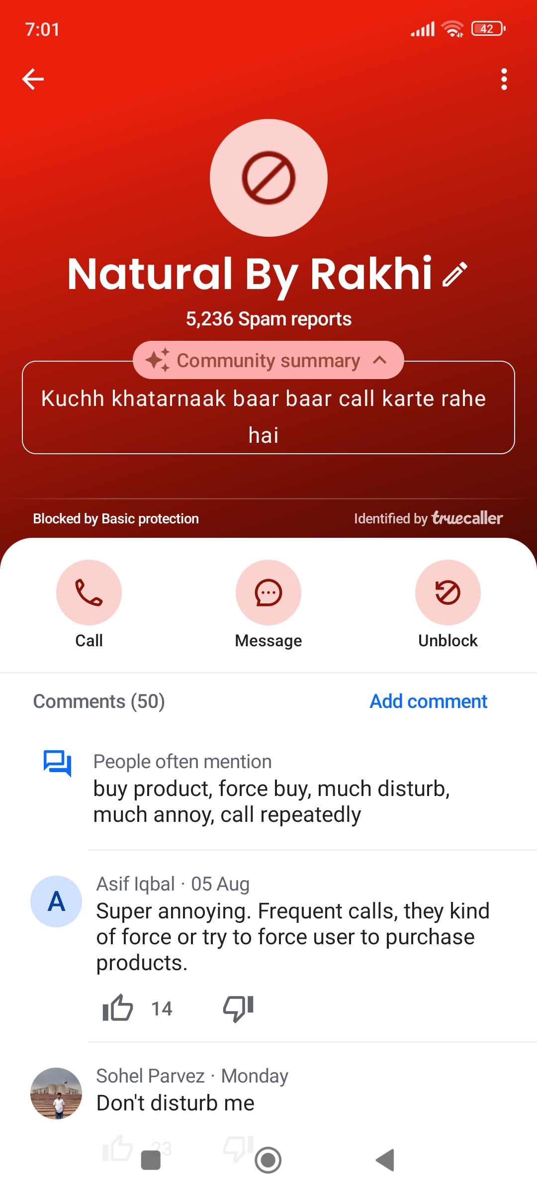 this is a spam number 