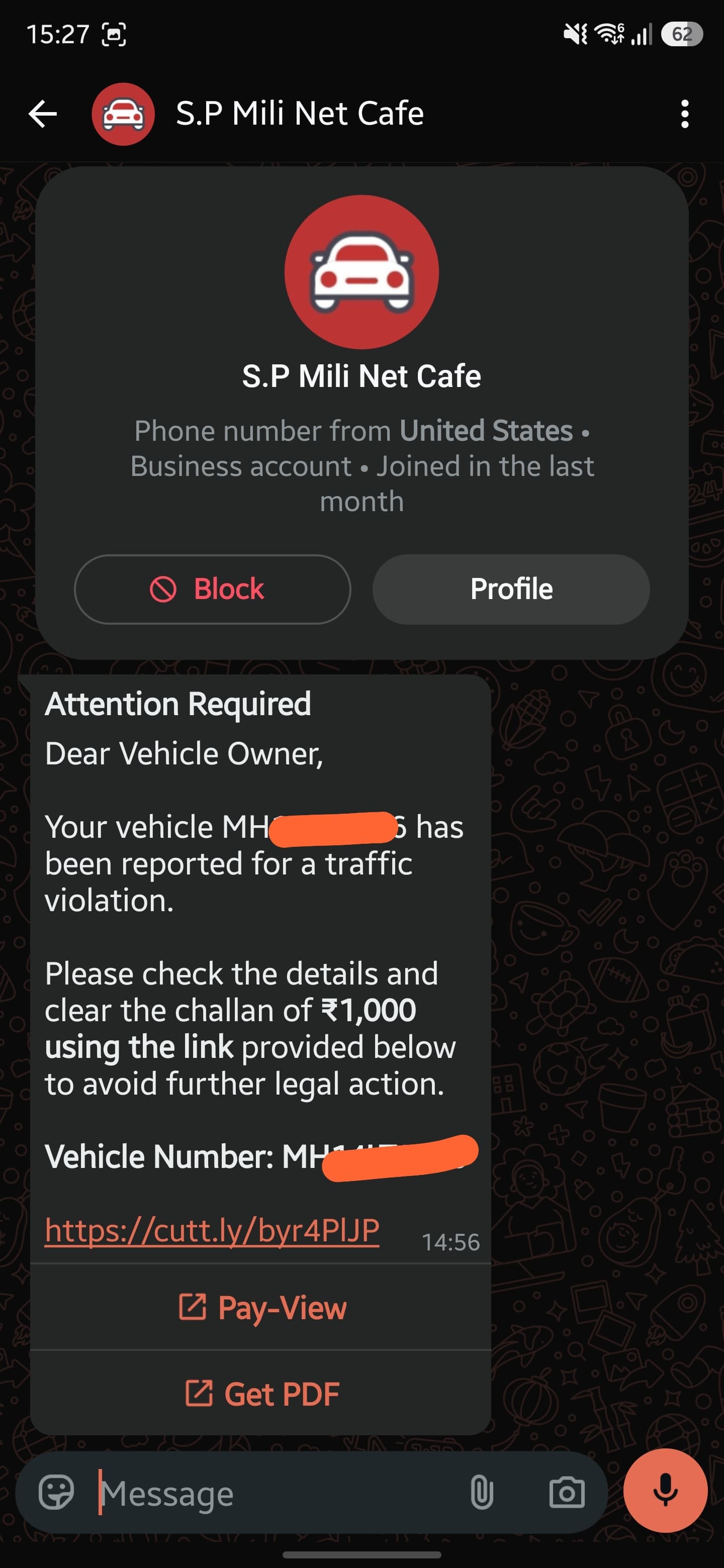 Traffic challan scam
