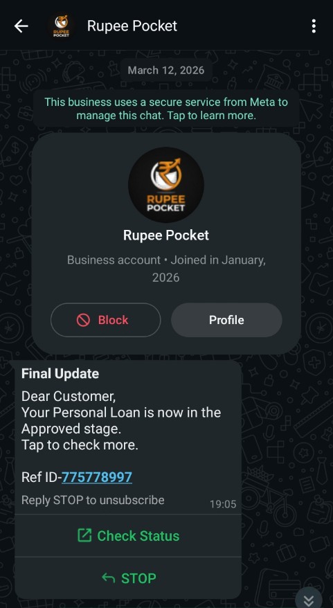loan fraud whatapp messages 