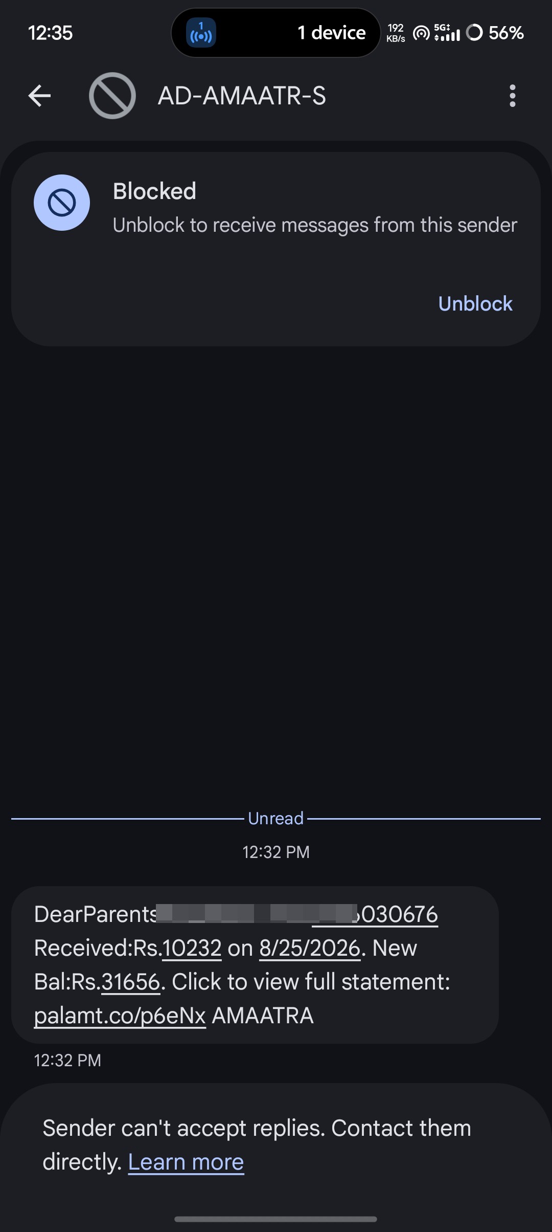 scam through bank message 