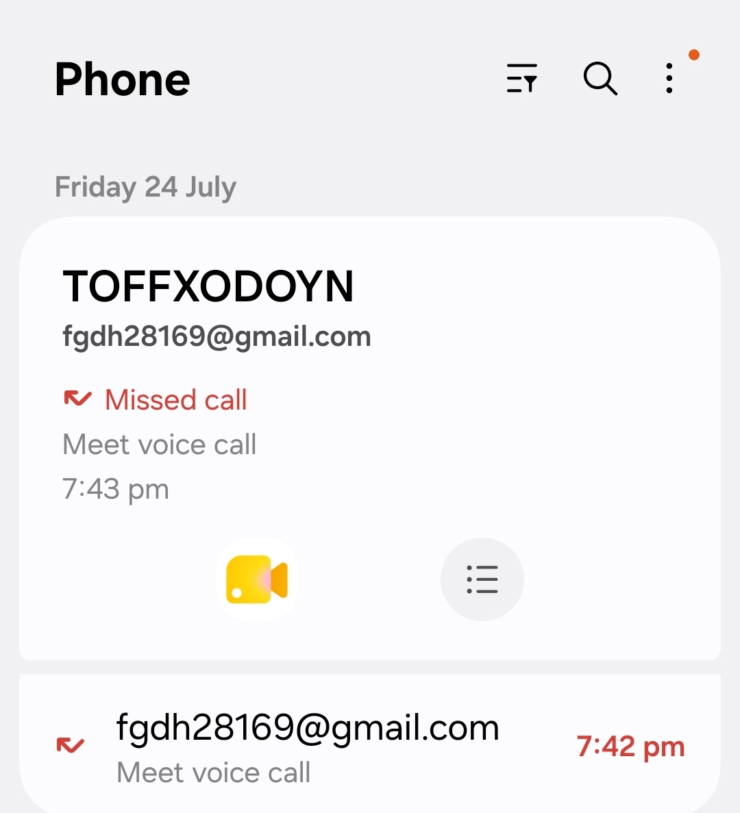 spam call from Google Meet