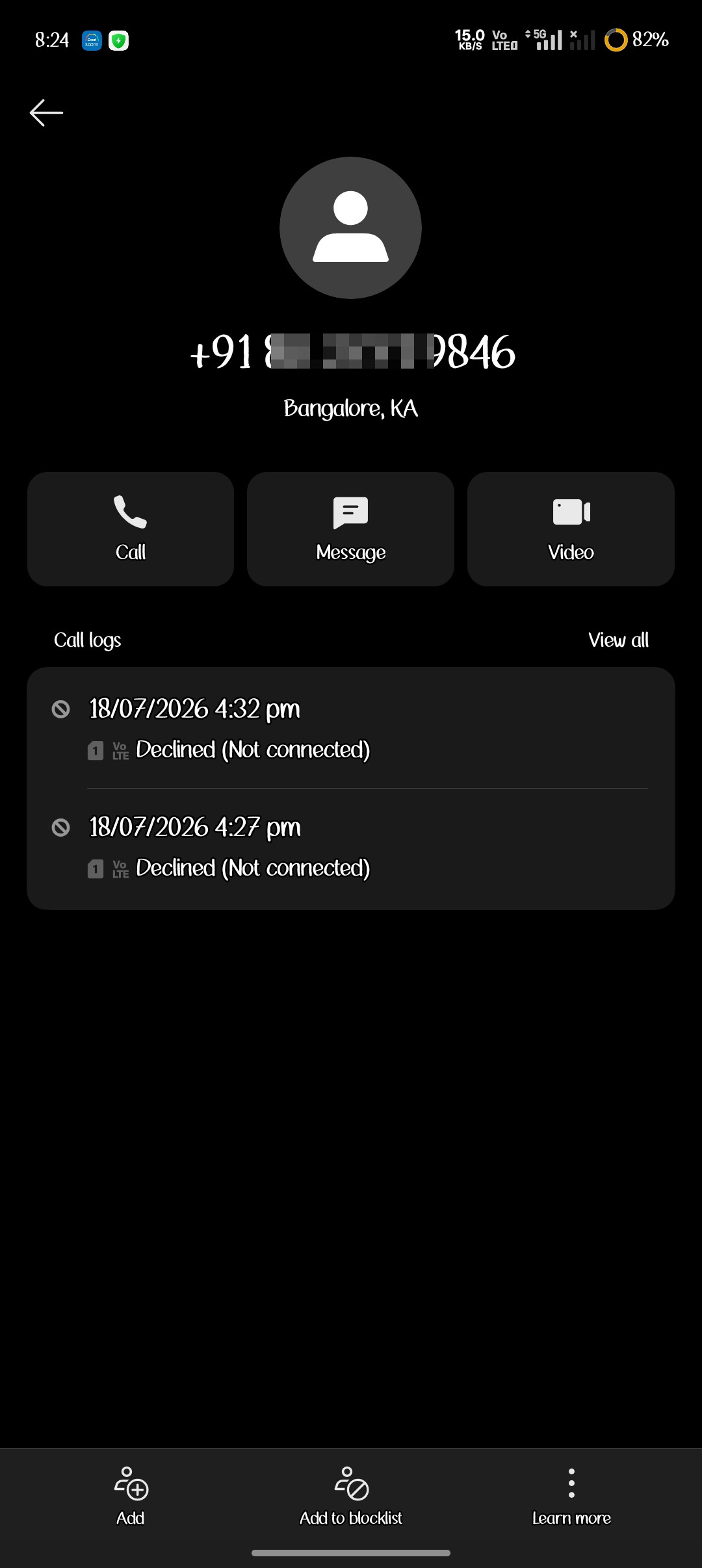 I get a lot of calls from fraudulent numbers.