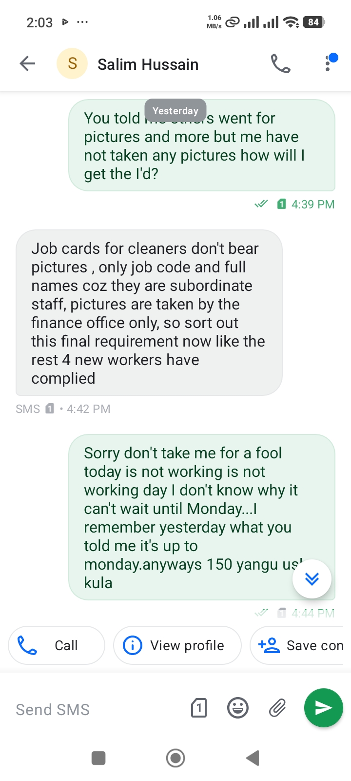 Job scam asking for 150 KSH payment before hiring