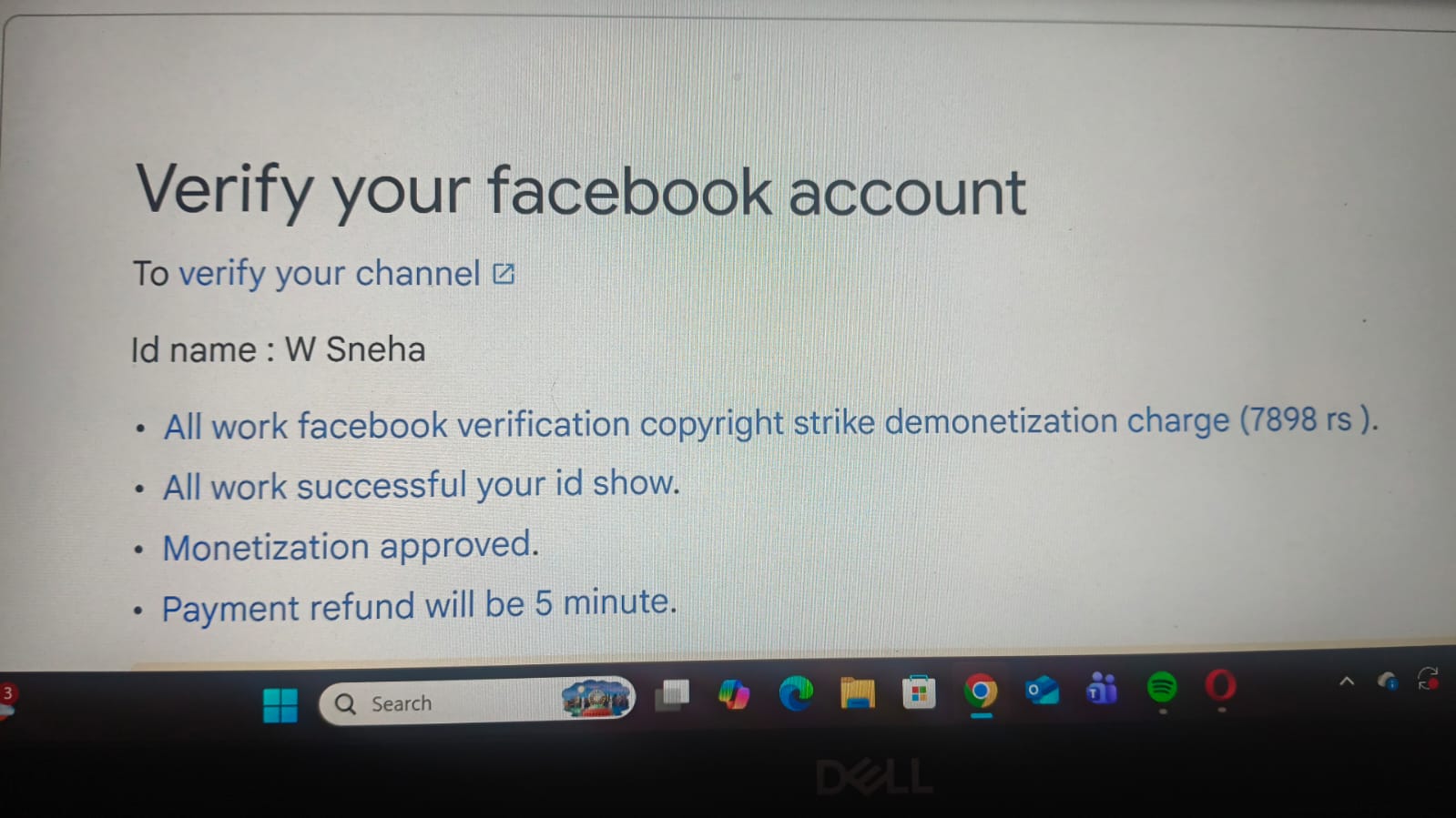 money for Facebook monetization but still no work done and not returning my money. - image 4