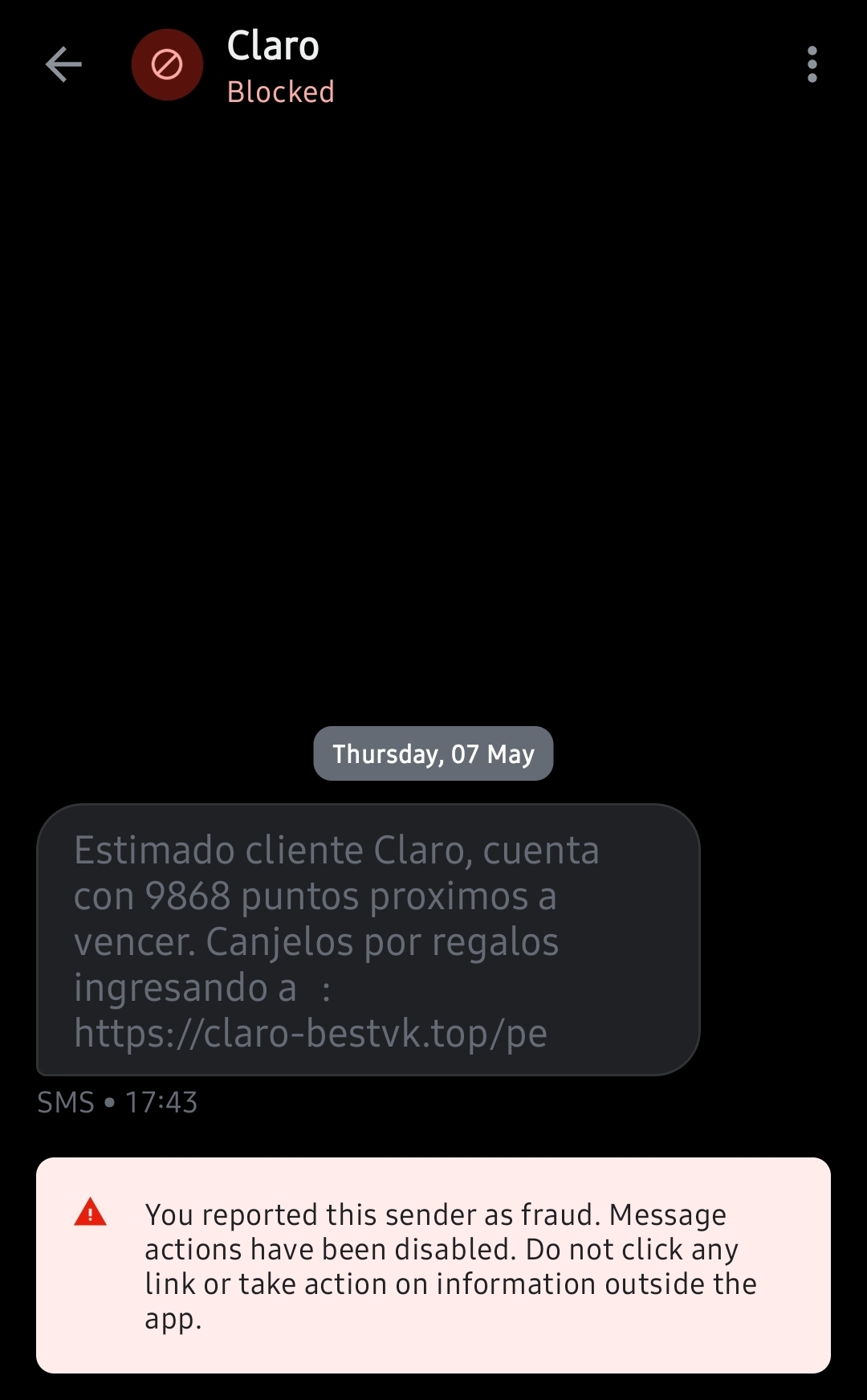 Fake Claro Points SMS