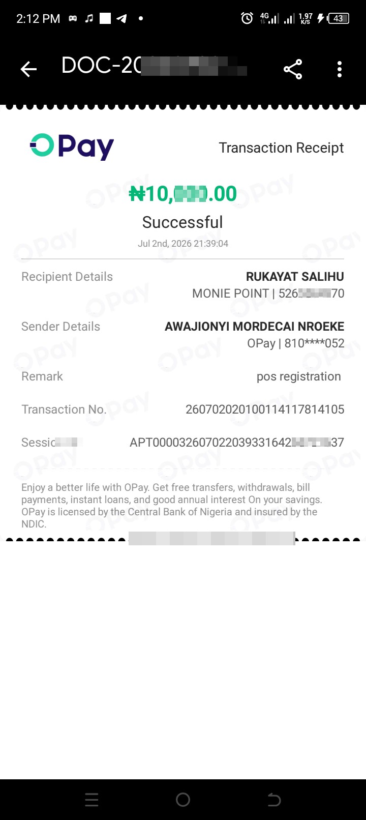 I was scammed by someone with fake ID Mr Timothy Babatonde opay aggregator agent  - image 2