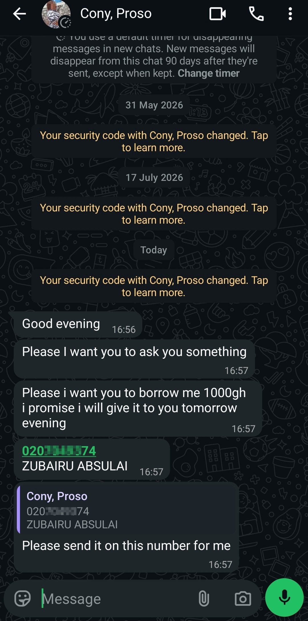 When scammer hack someone's WhatsApp
