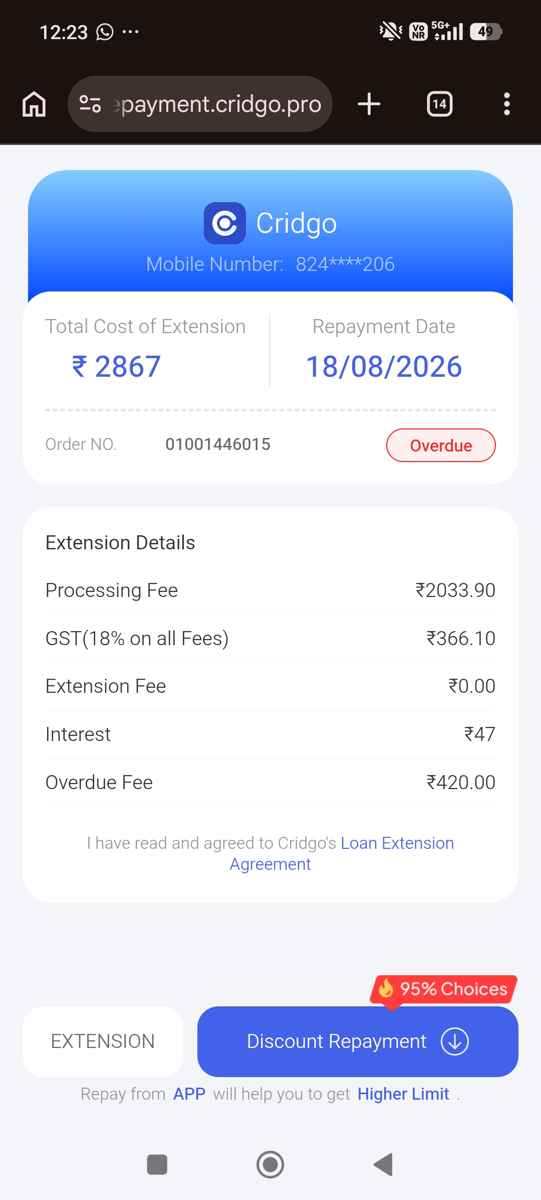 Cridgo loan app blackmail threats via calls and WhatsApp