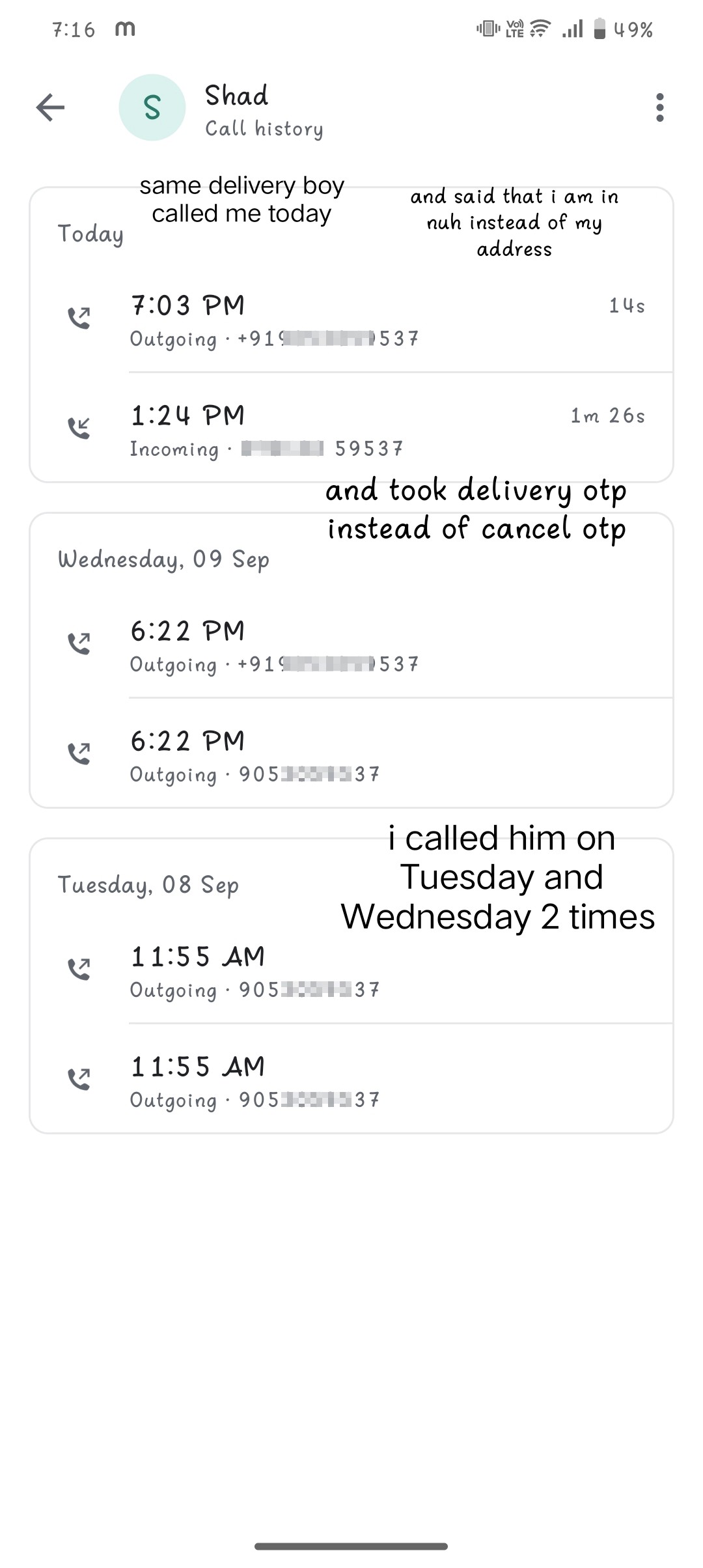 meesho shadowfax delivery boy scam 09......0530 .....59537 nuh number shad - image 2