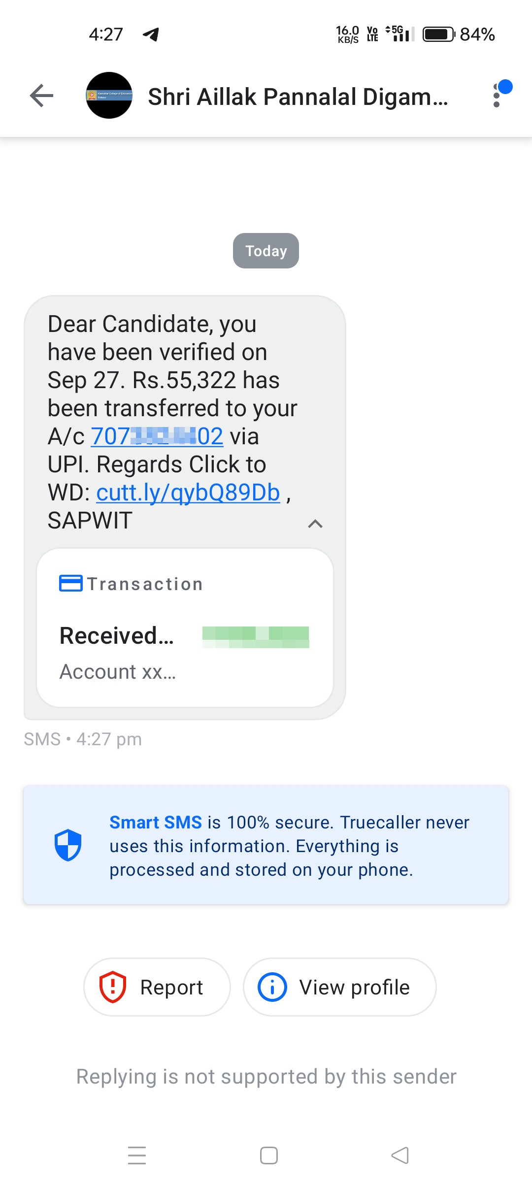 Do not open any such messages, delete them immediately.