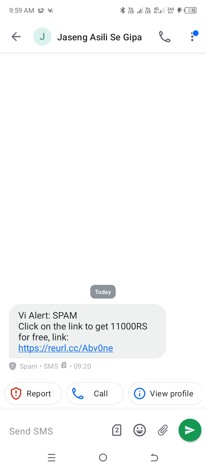 spam msg and unwanted link 