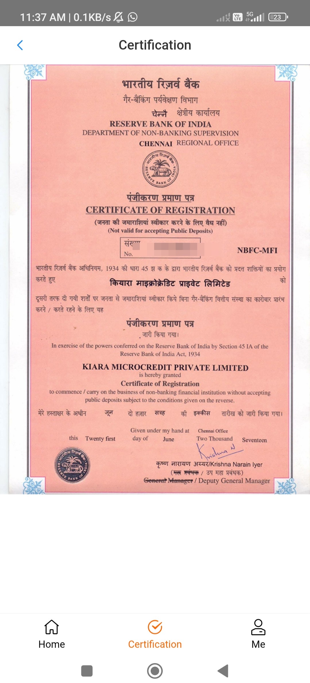 loan froud showing certificate 