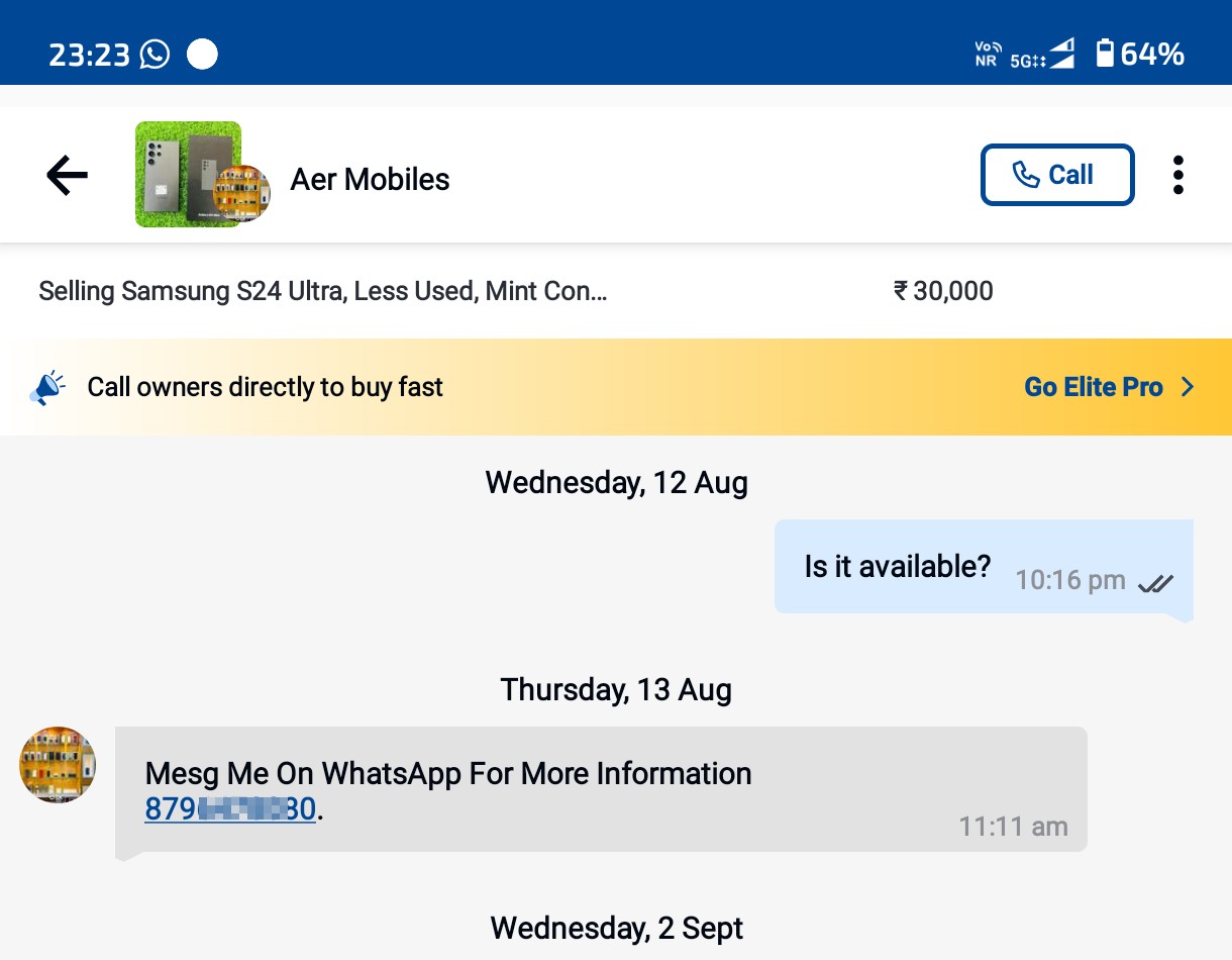 AER MOBILES, NOIDA  SCAM IN OLX 